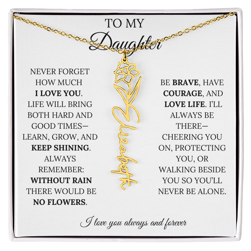Personalized Birth Flower Name Necklace for Daughter