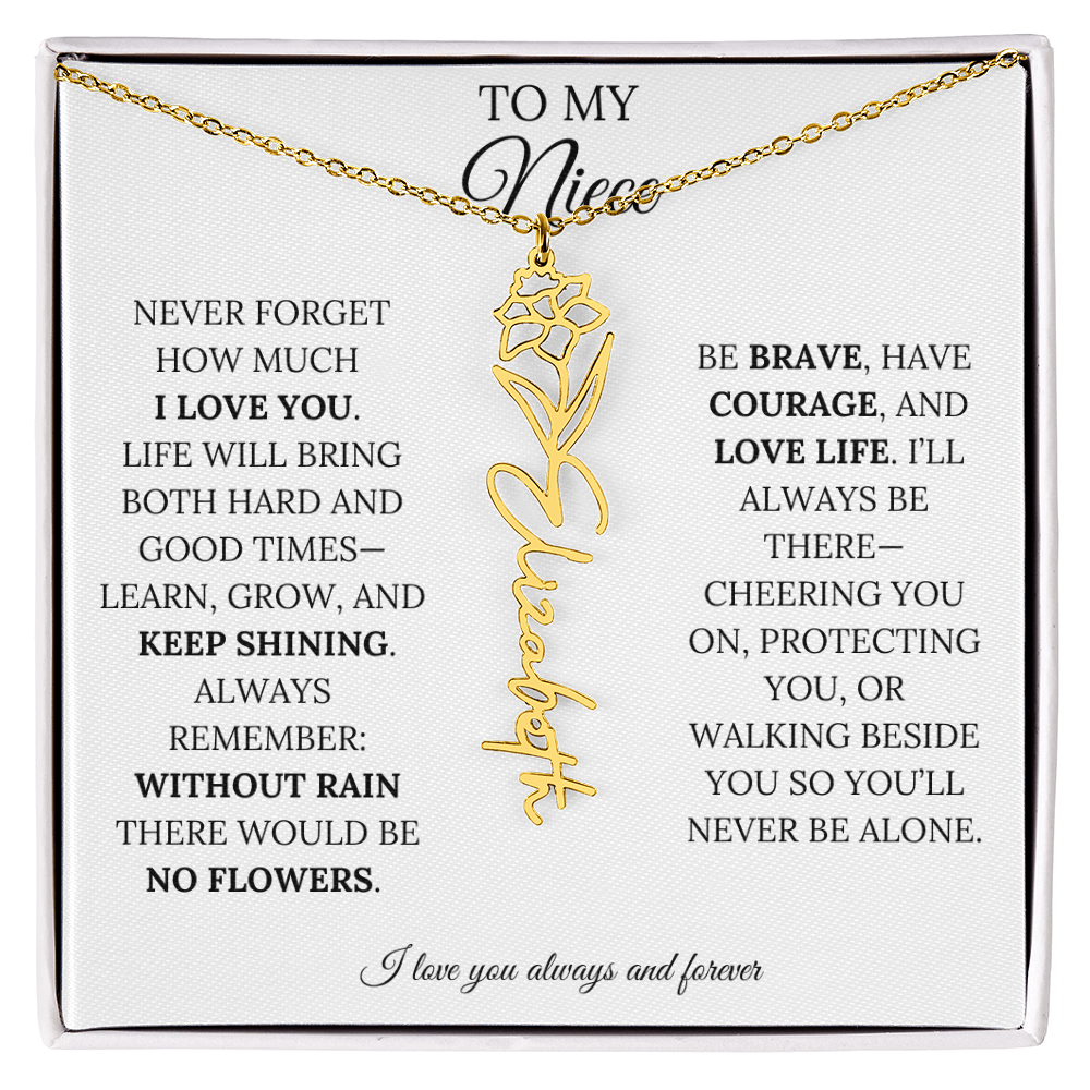 To My Niece | Keep Shining | Flower Name Necklace