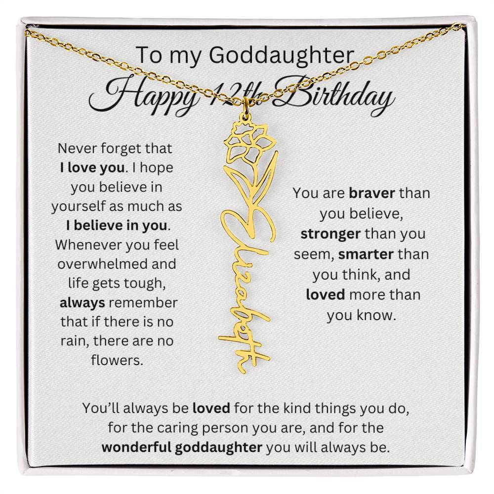 To My Goddaughter Happy 12th Birthday - Flower Name Necklace