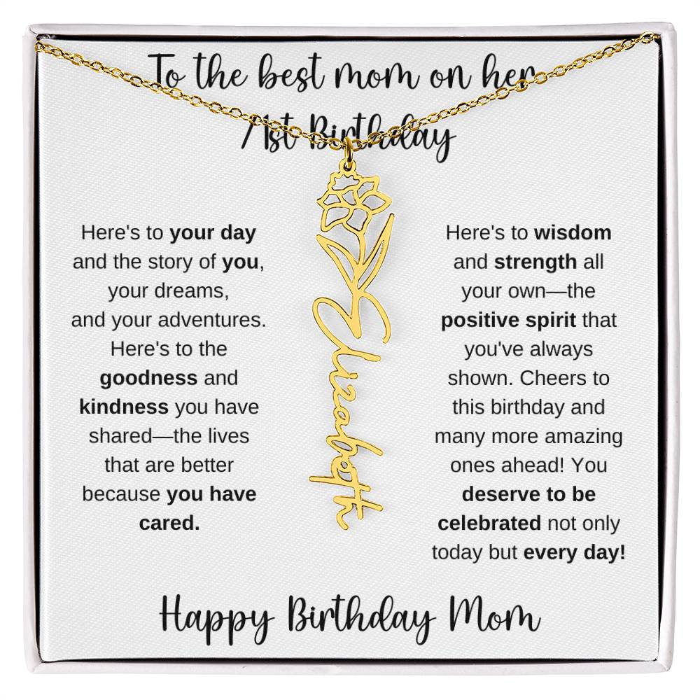 To The Best Mom - Happy 71st Birthday | Flower Name Necklace