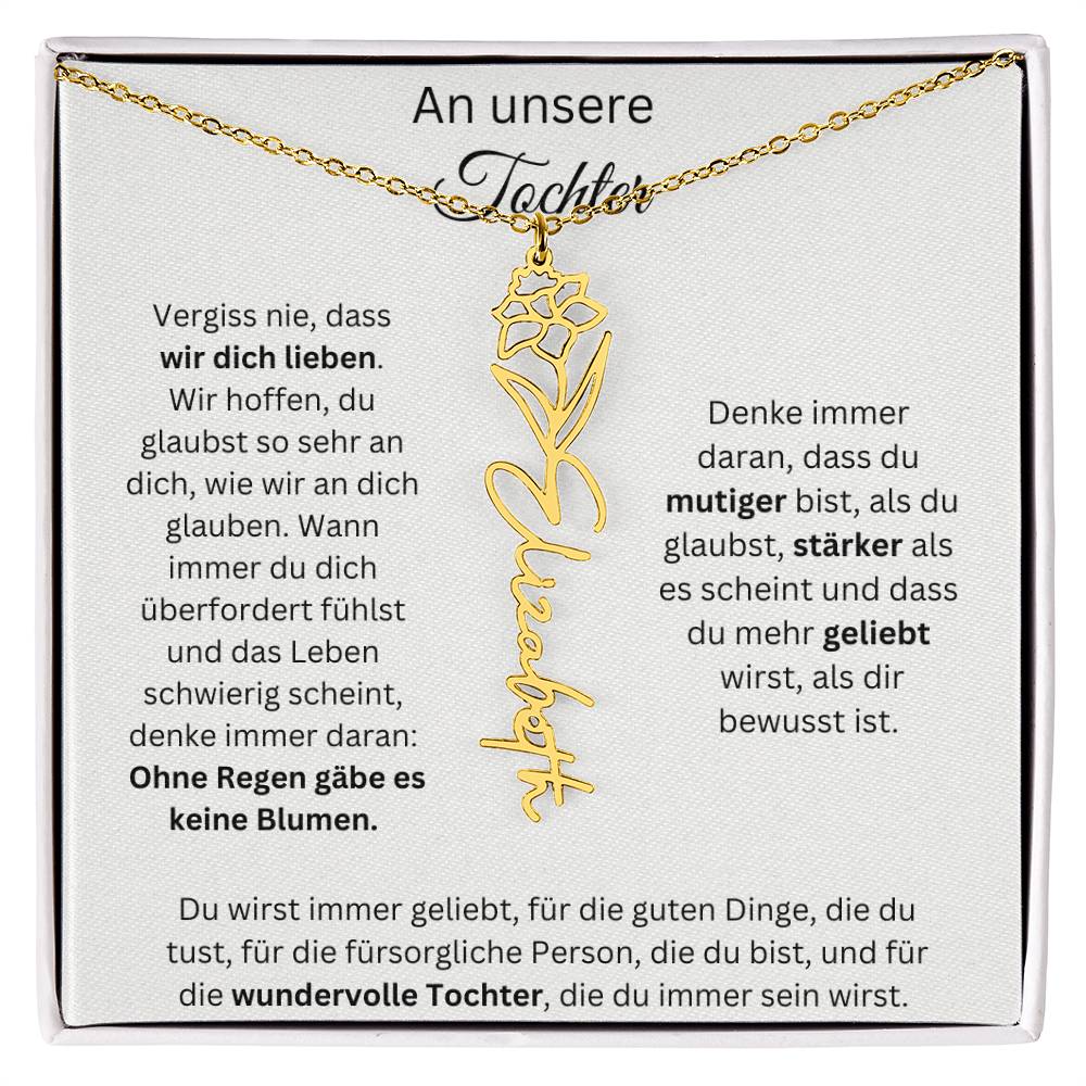 An Unsere Tochter - Vergiss Nie Geburtsblumen Kette Personalisierbar Mit Namen