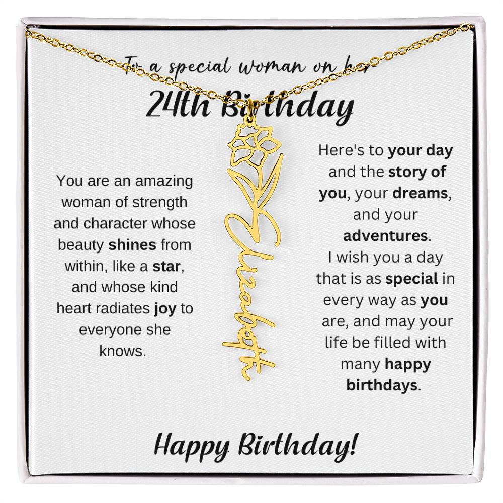 24th Birthday Gift Birthflower Necklace