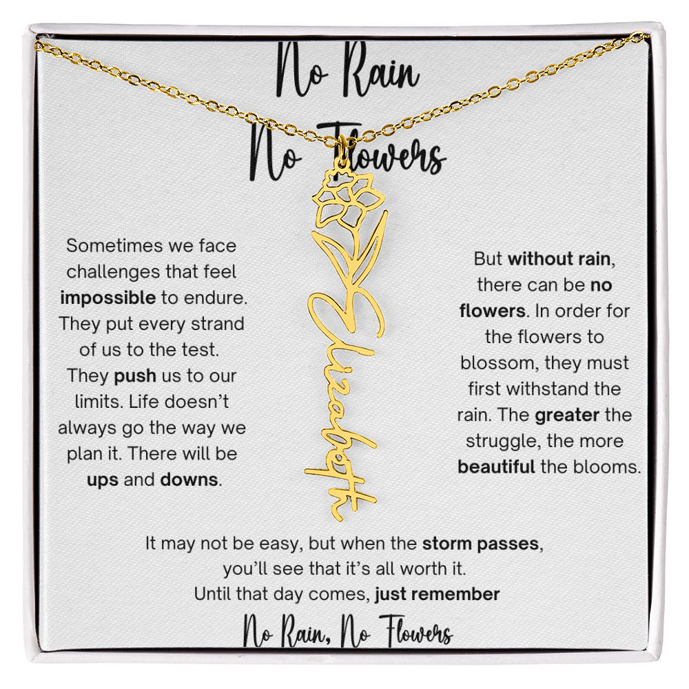 No Rain No Flowers 1 - Flower Name Necklace