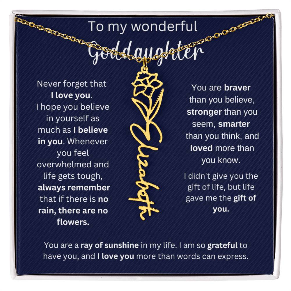 To My Wonderful Goddaughter | You Are Ray Of Sunshine | Flower Name Necklace