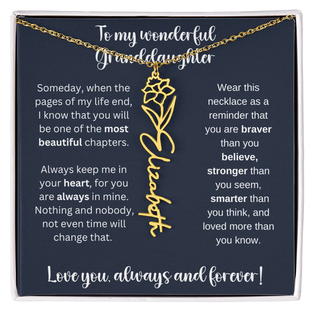 Granddaughter Birth Month Flower Necklace