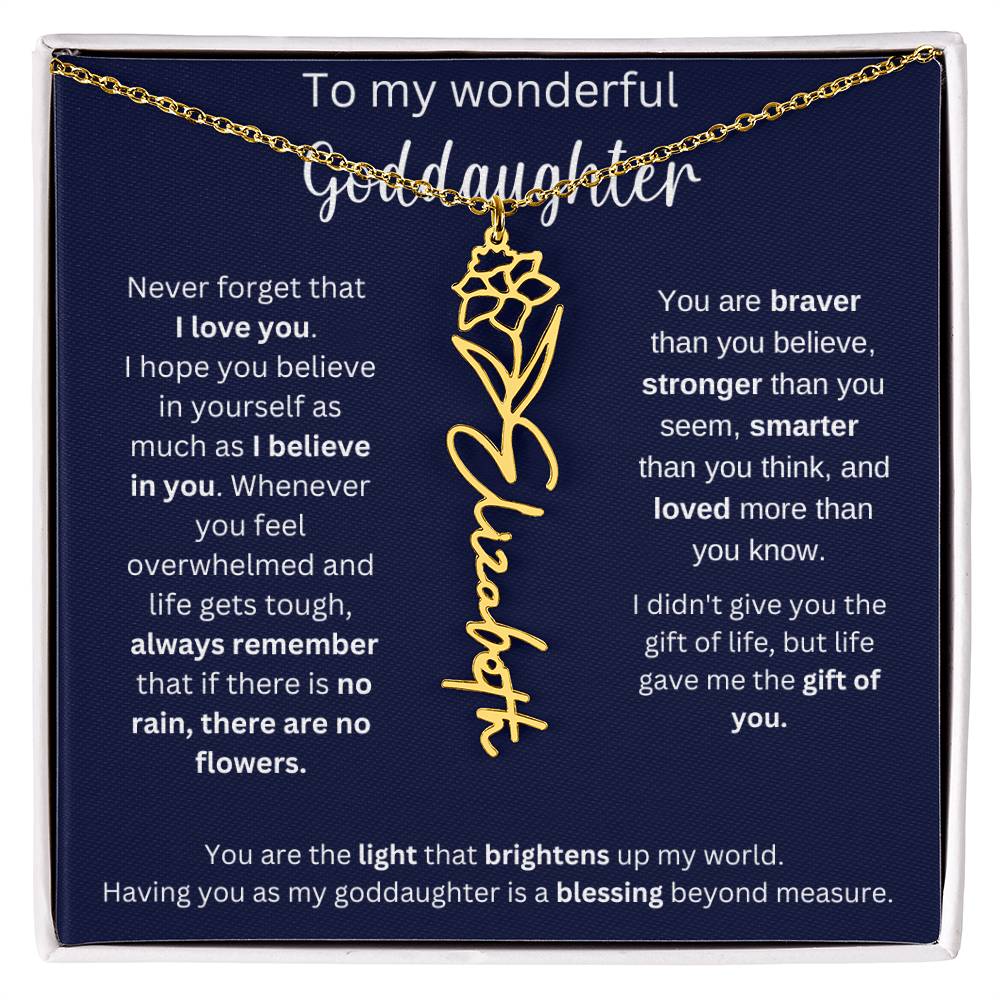 To My Wonderful Goddaughter | I Believe In You | Flower Name Necklace