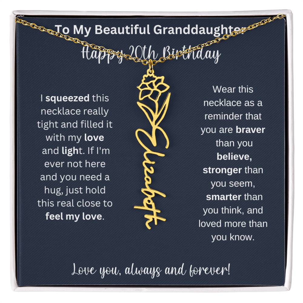Flower Name Necklace 20th Birthday Necklace Gift To My Granddaughter