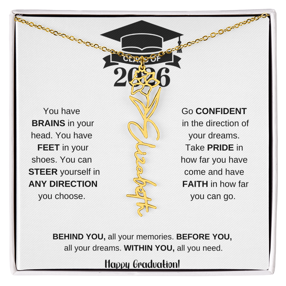 Personalized 2026 Graduation Gift Birth Month Flower Necklace