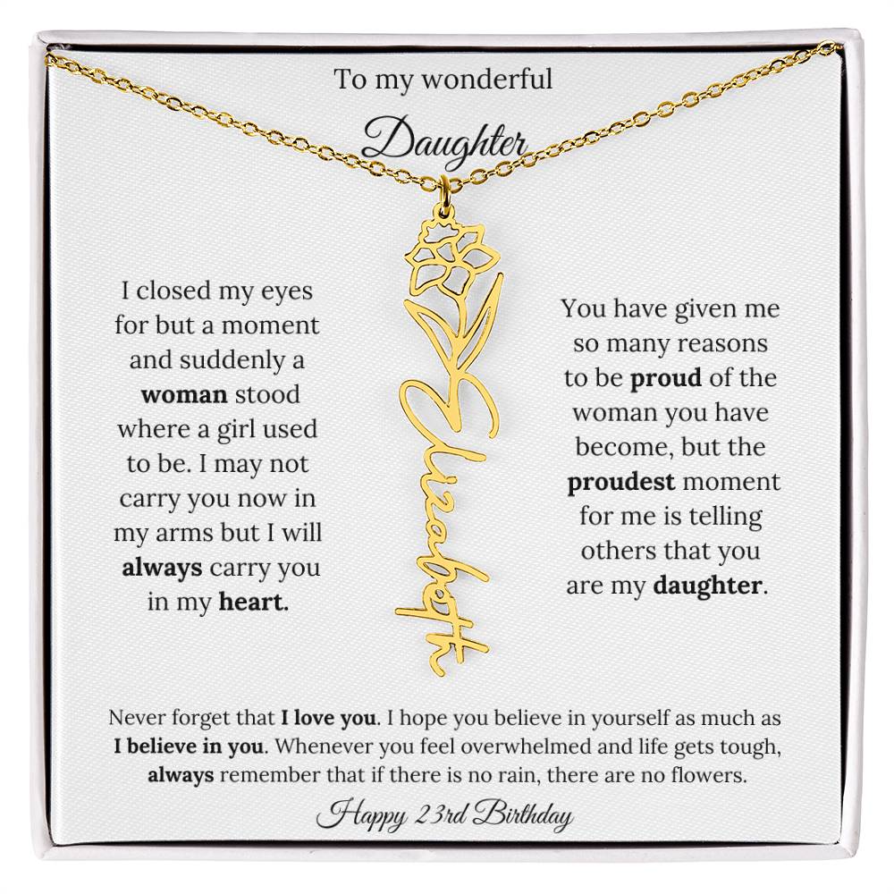 Happy 23rd Birthday | Never Forget That I Love You | Flower Name Necklace