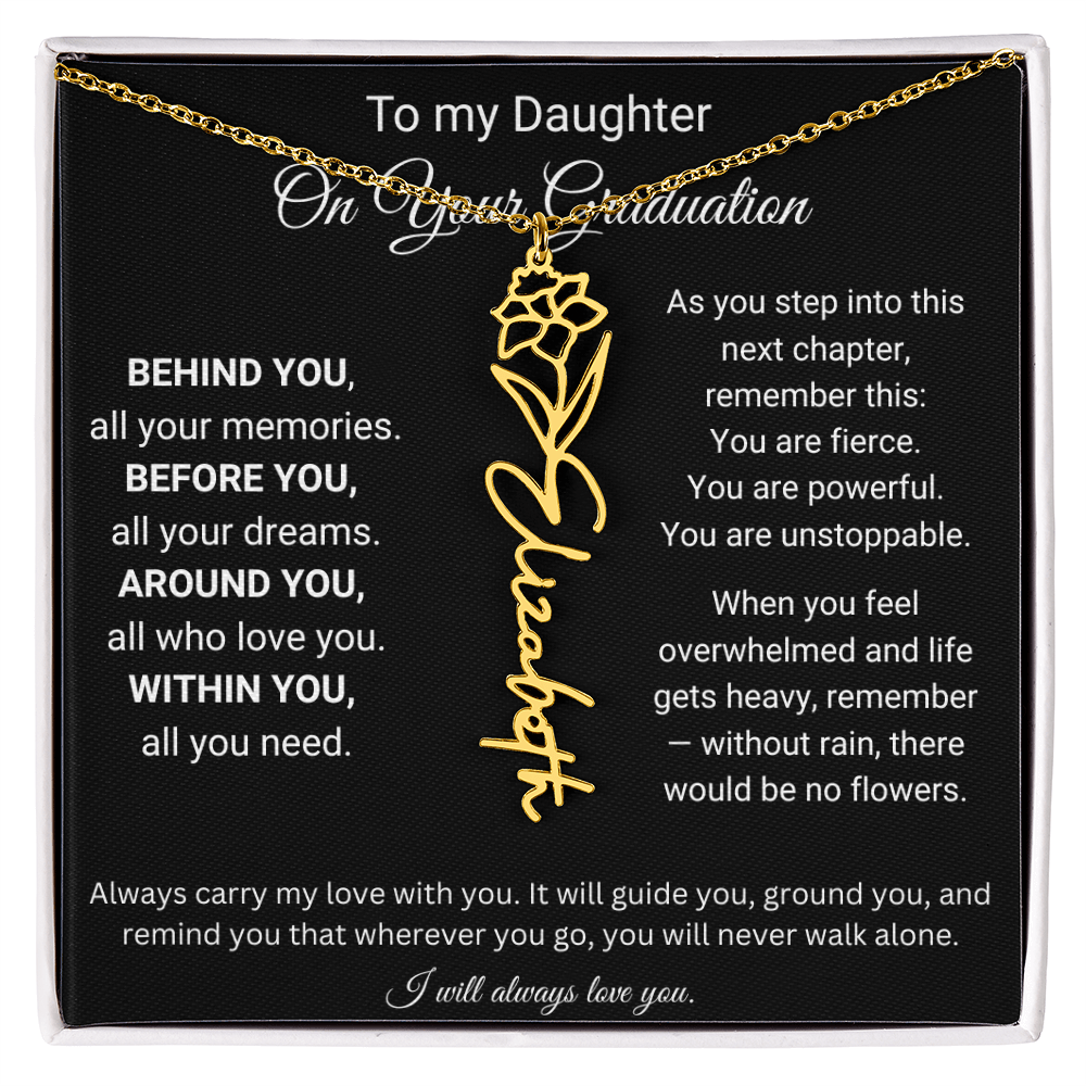 To My Daughter On Your Graduation | Carry My Love | Flower Name Necklace