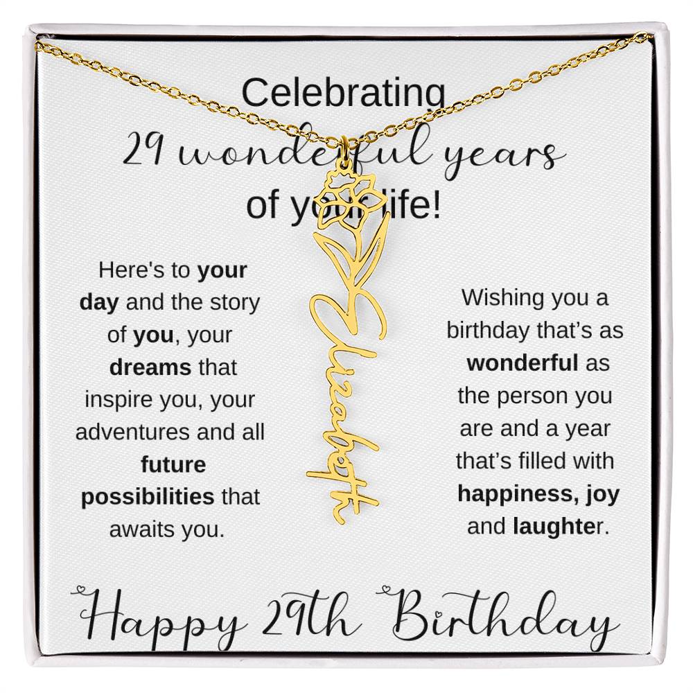 Happy 29th Birthday | Flower Name Necklace