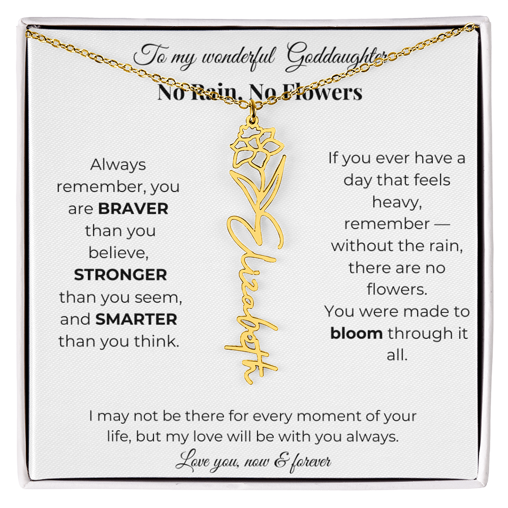 Birth Flower Necklace for Goddaughter with Message Card