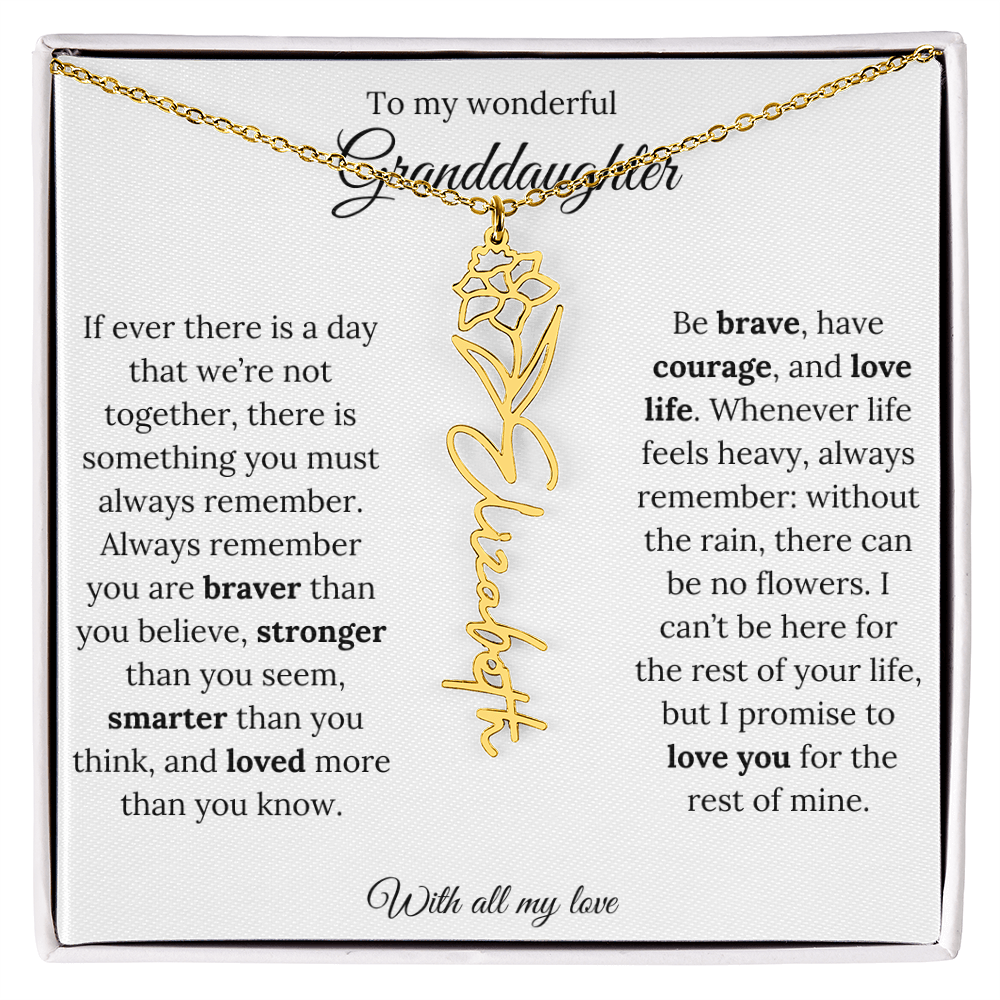 Personalized Birth Flower Name Necklace for Granddaughter