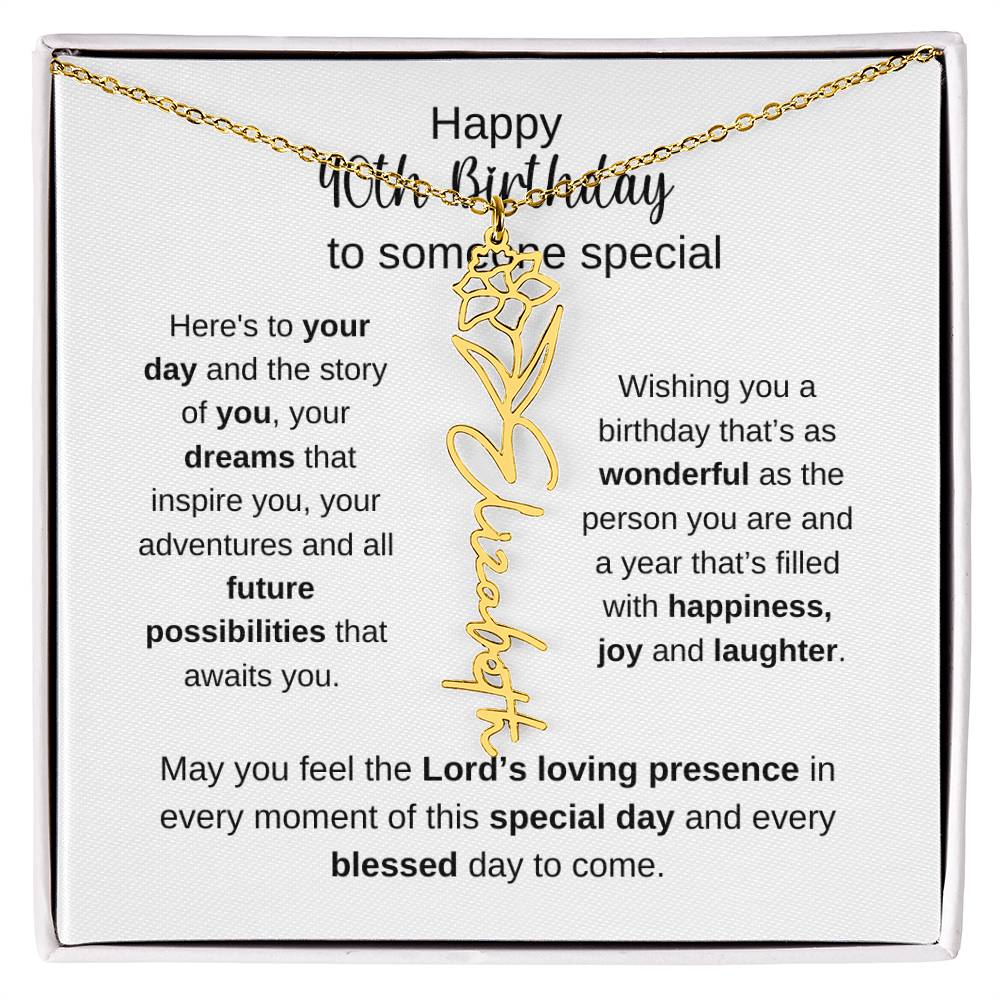 Happy 40th Birthday To Someone Special - Flower Name Necklace