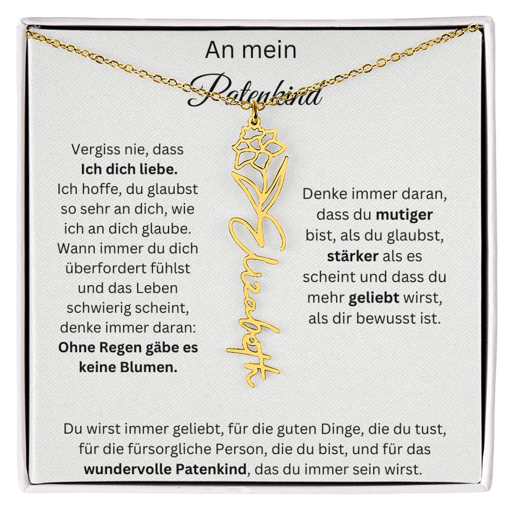 An Mein Patenkind Geburtsblumen Kette