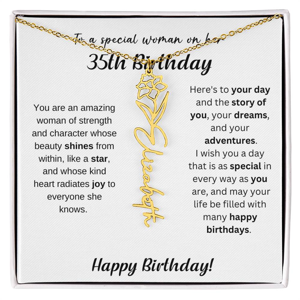 35th Birthday Gift Birthflower Necklace