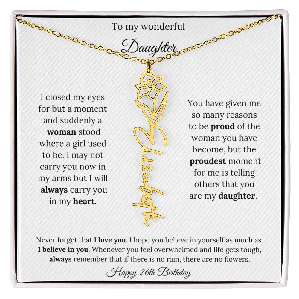 Happy 26th Birthday | Never Forget That I Love You | Flower Name Necklace