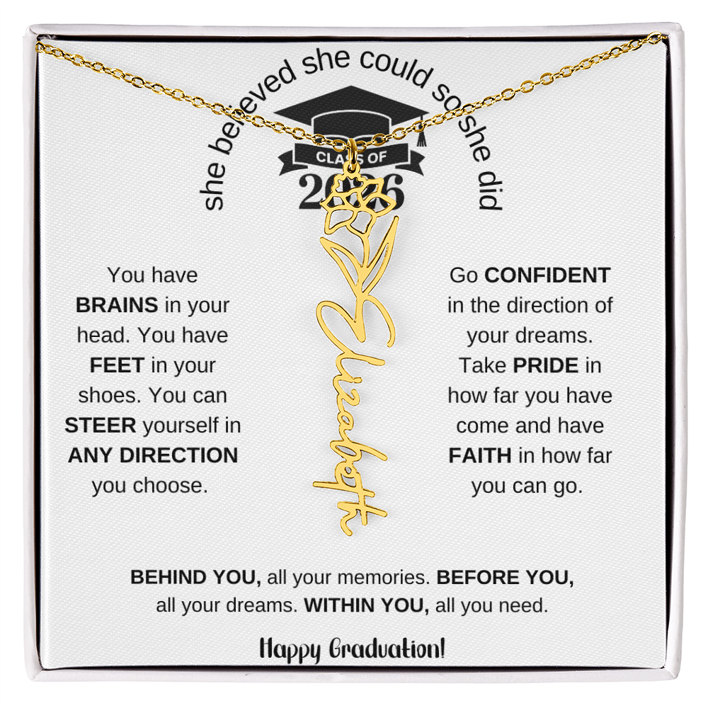 Graduation Gift Birth Month Flower Necklace