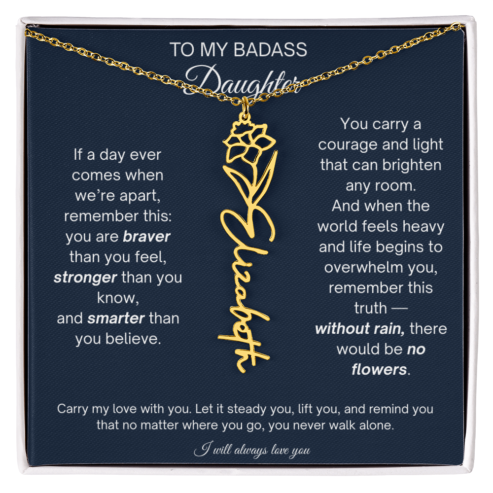 Daughter Encouragement Gift - Personalized Flower Name Necklace