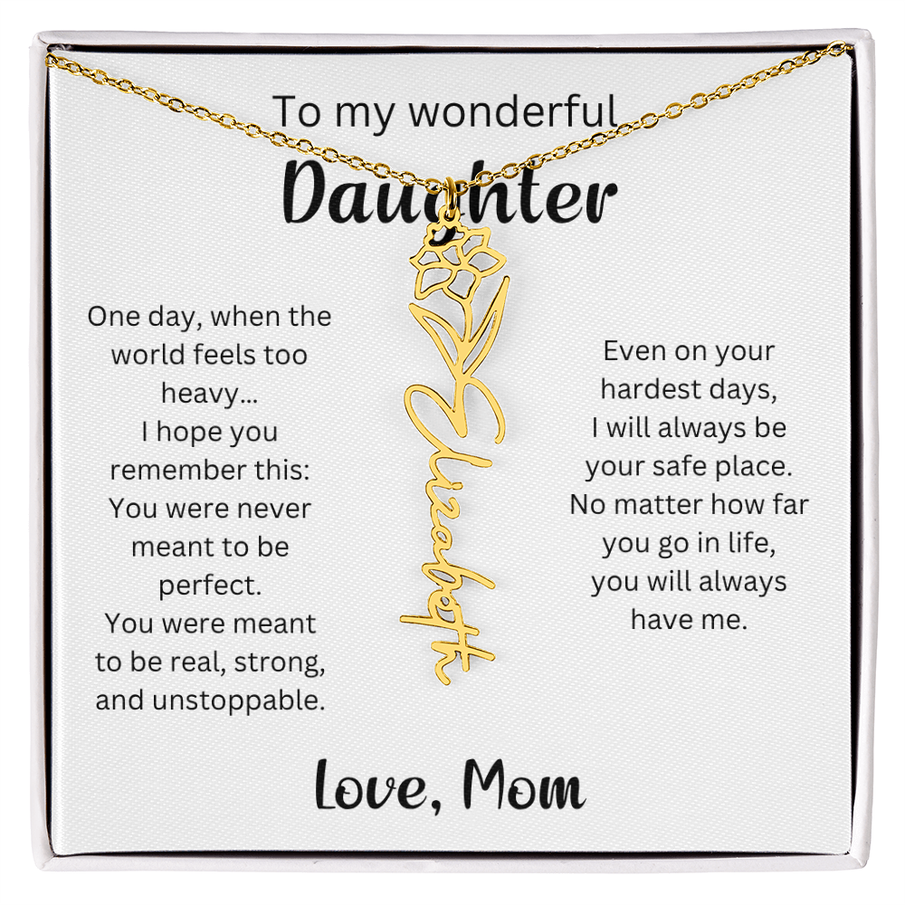 Emotional Gift for Daughter - Birth Flower Name Necklace
