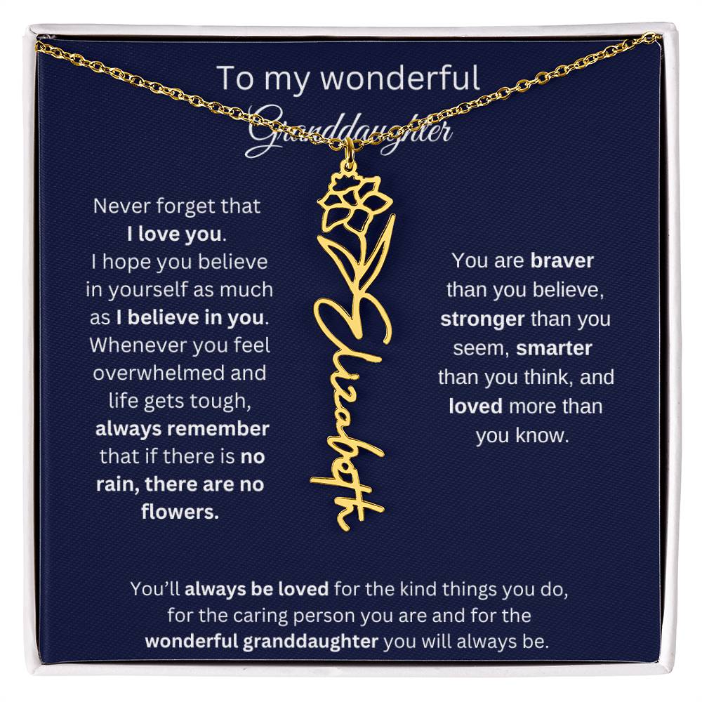 To My Wonderful Granddaughter  Personalized Birth Month Flower Necklace 1
