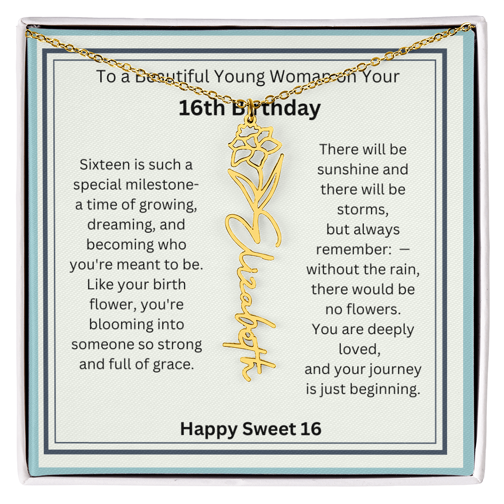 Sweet 16 Birth Flower Name Necklace Gift 2