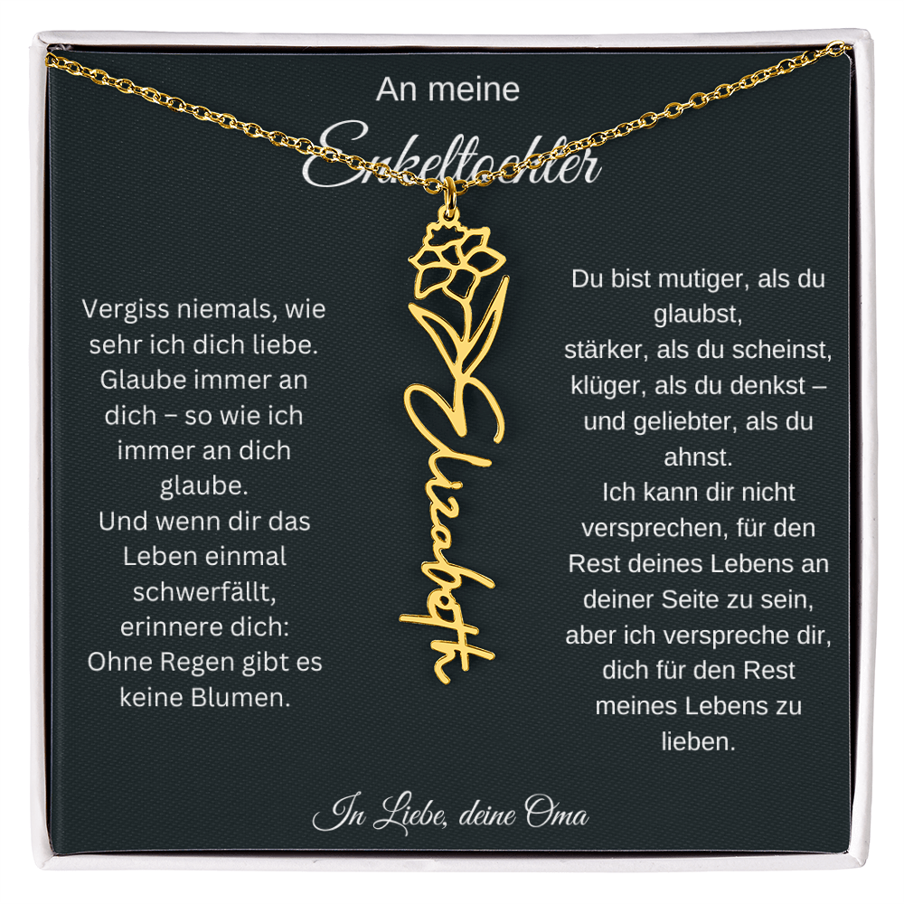An meine Enkeltochter Geburtsblume Namenskette personalisierte Gravur Schmuck Geschenk