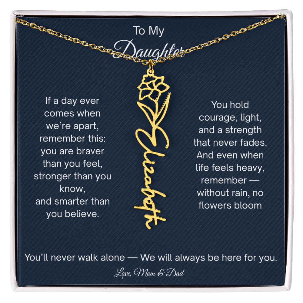 Personalized Daughter Gift - Birth Flower Name Necklace