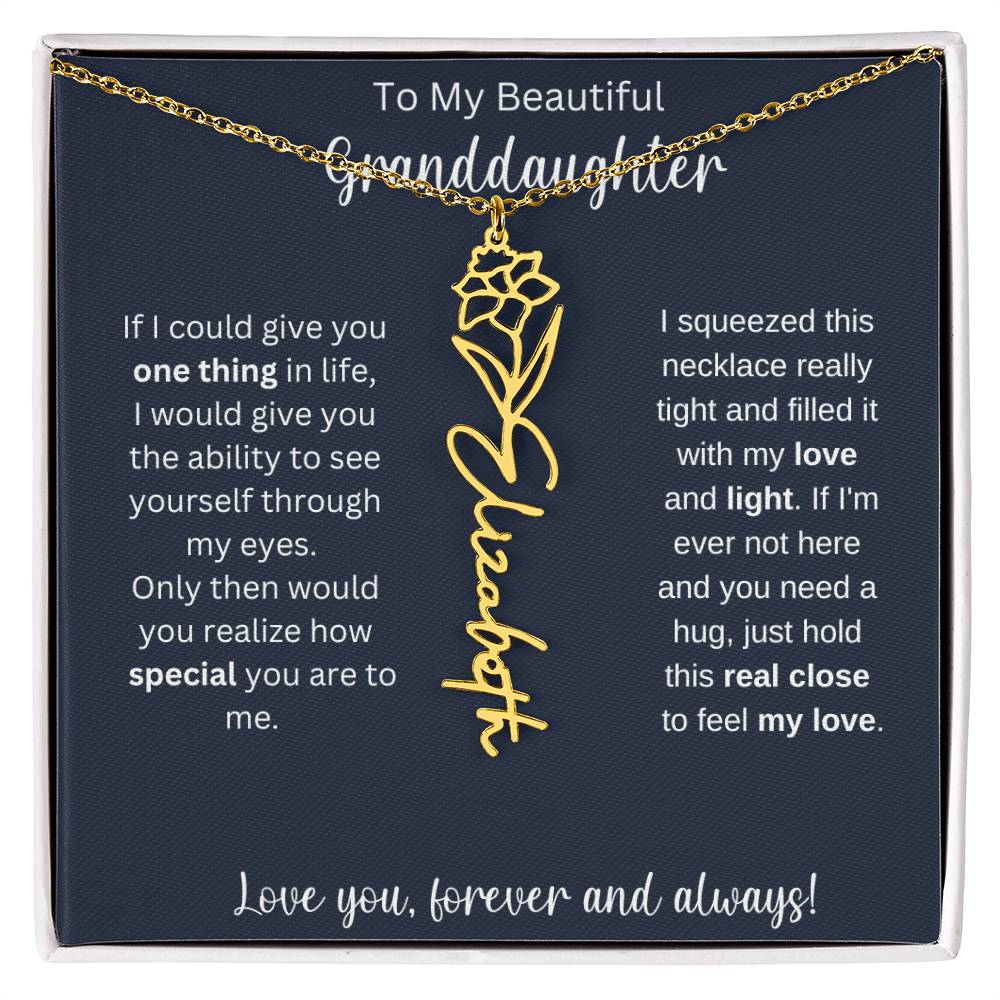 Granddaughter Birthday Present | Flower Name Necklace