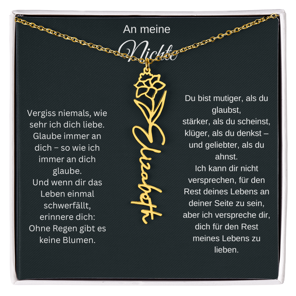 An meine Nichte Geburtsblume Namenskette mit Gravur Geschenk Geburtstag Weihnachten