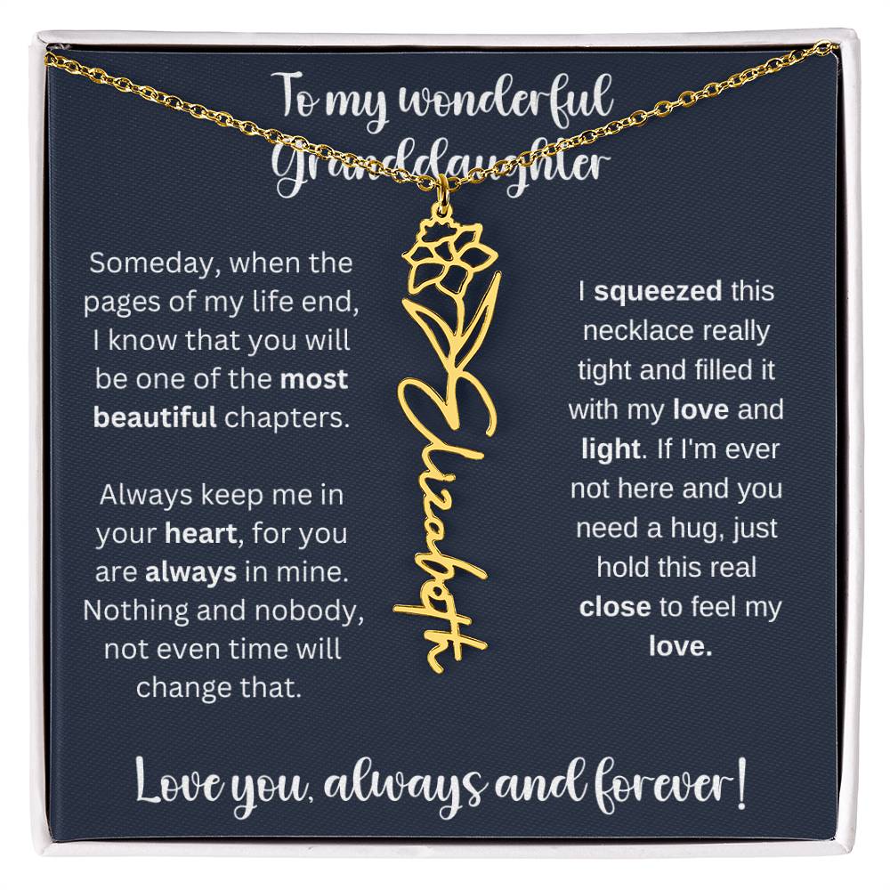 To My Wonderful Daughter Always Keep Me In Your Heart | Flower Name Necklace