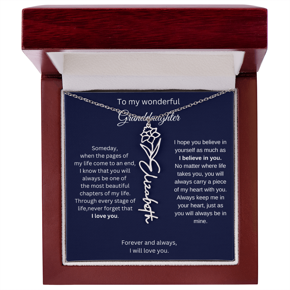Meaningful Jewelry for Granddaughter - Birth Flower Name Necklace