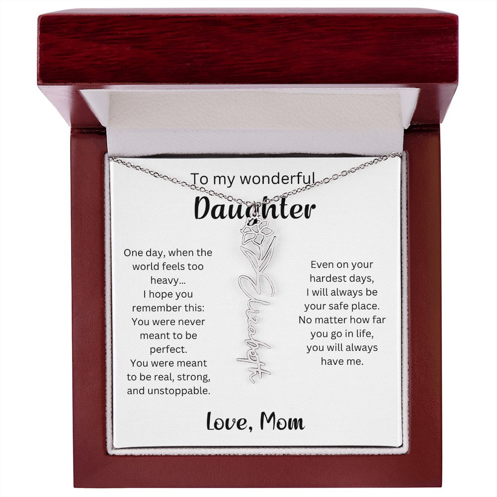Emotional Gift for Daughter - Birth Flower Name Necklace