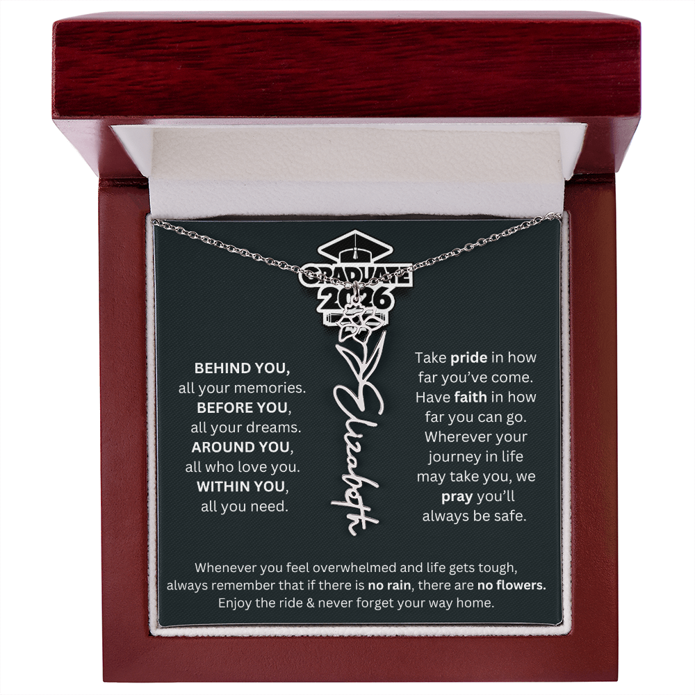 2026 Graduation Gift | Birth Flower Name Necklace 1