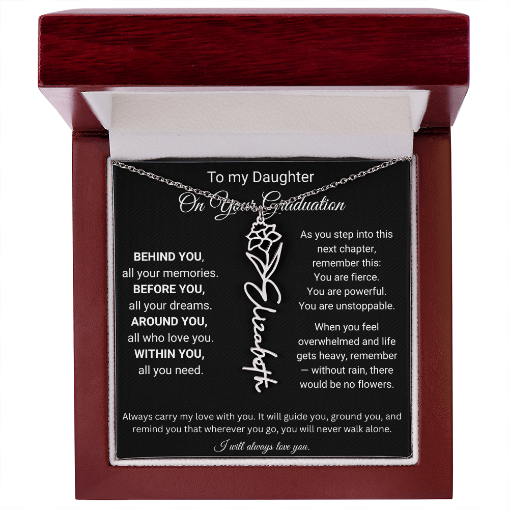 To My Daughter On Your Graduation | Carry My Love | Flower Name Necklace