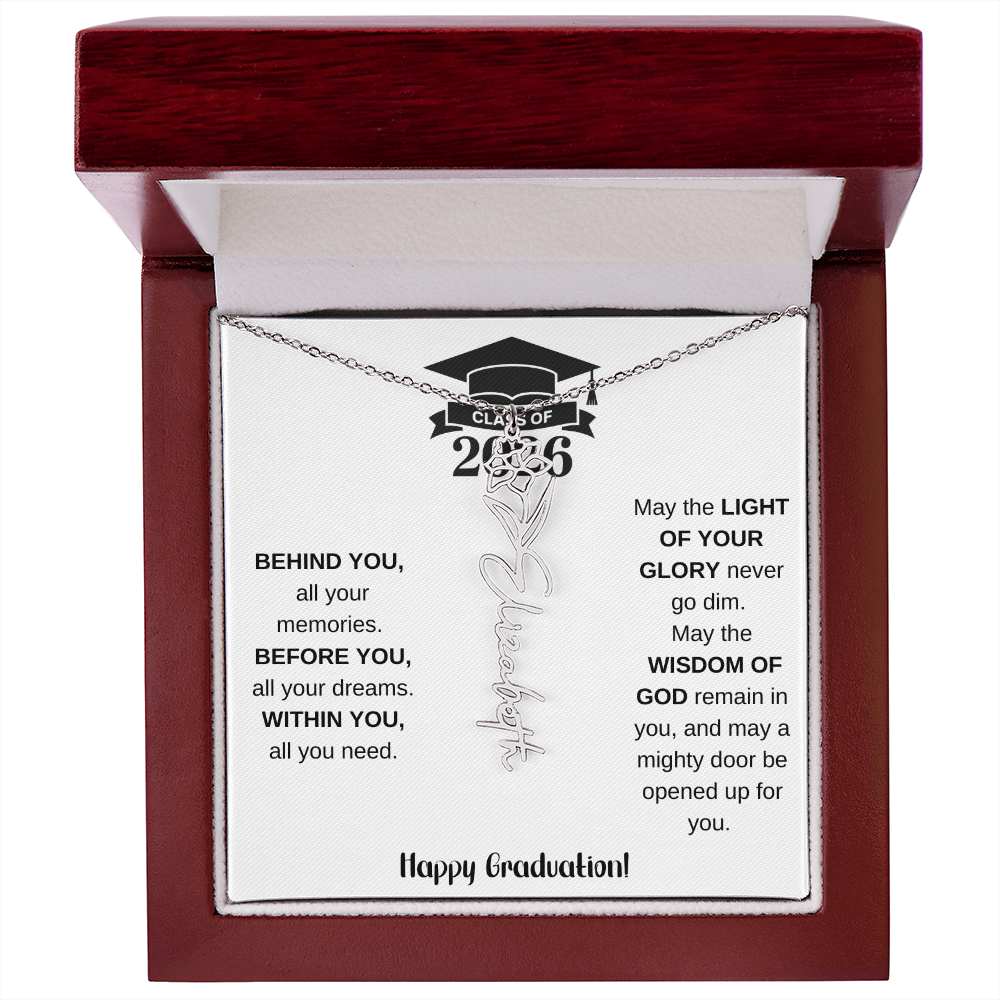 Class Of 2026 Personalized Graduation Gift Birth Month Flower Necklace