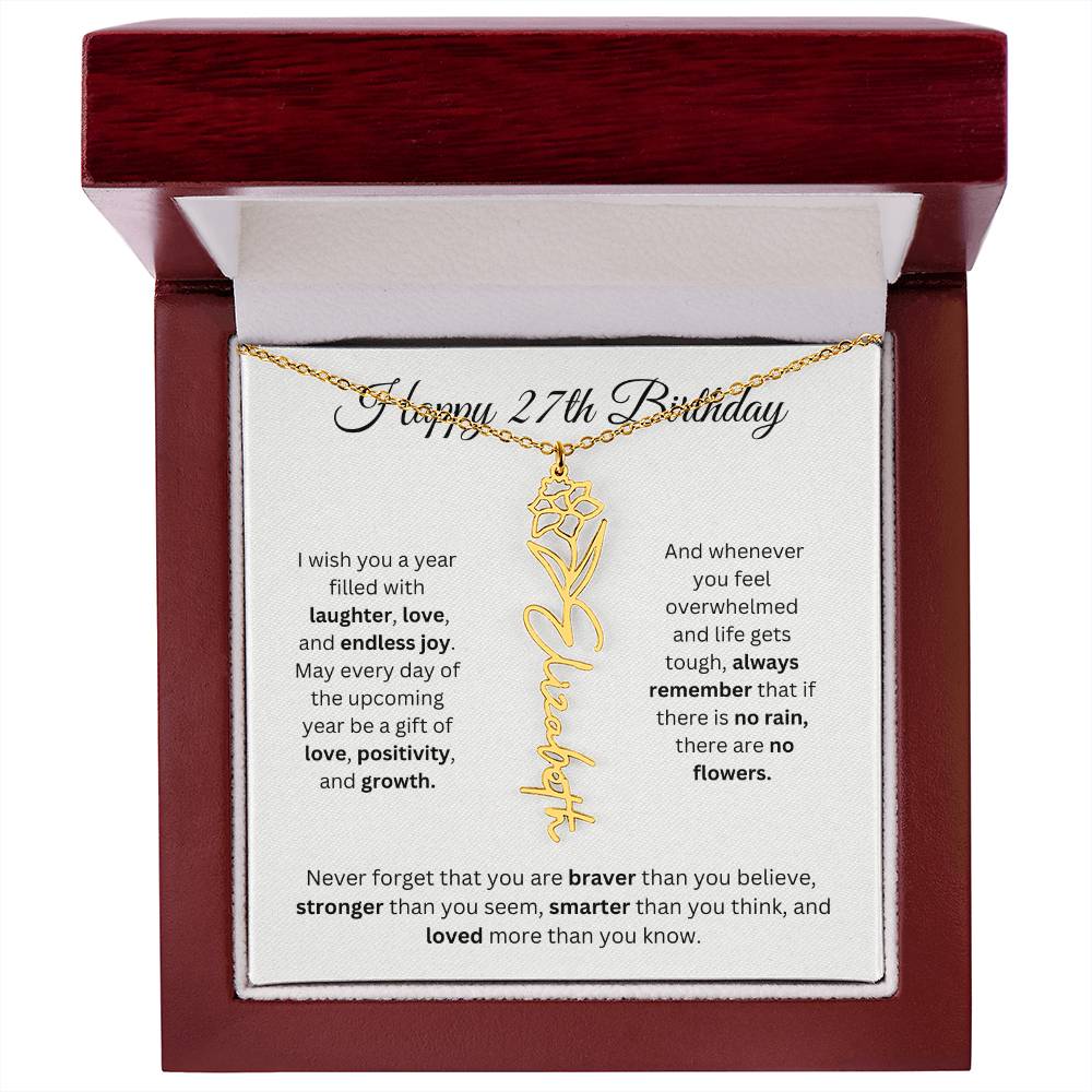 Happy 27th Birthday - Flower Name Necklace