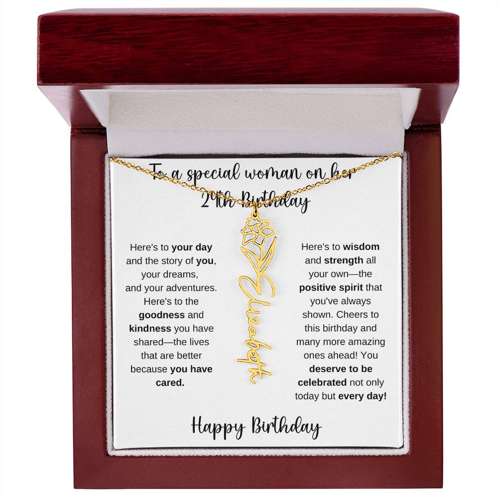 24th Birthday - Flower Name Necklace
