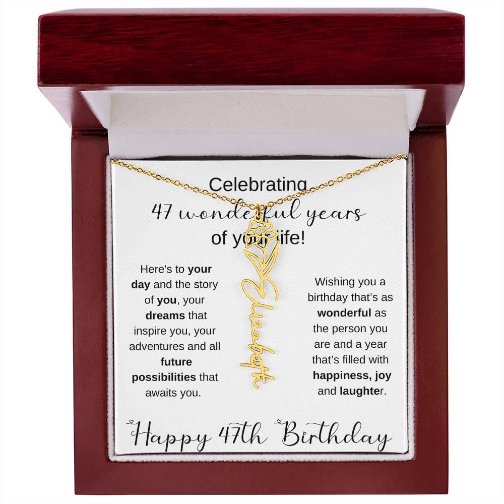 Happy 47th Birthday | Flower Name Necklace