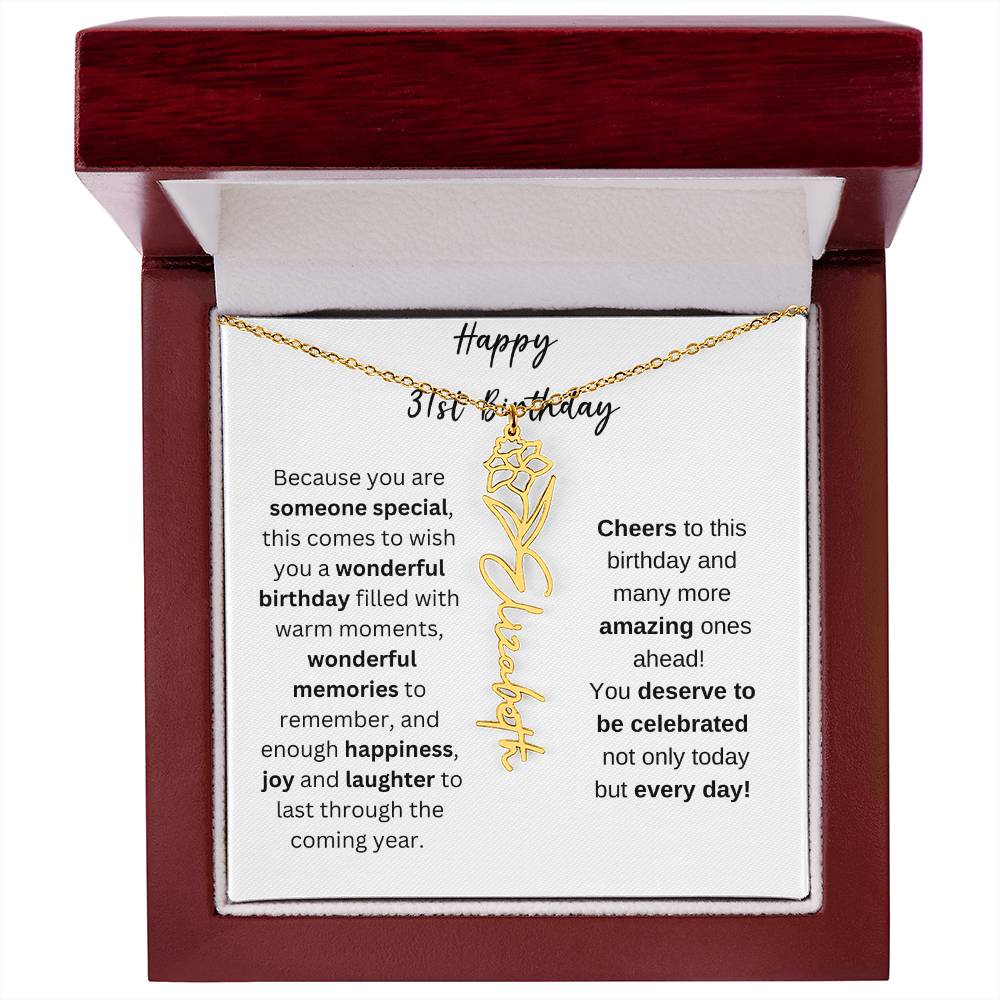 Happy 31st Birthday - Flower Name Necklace