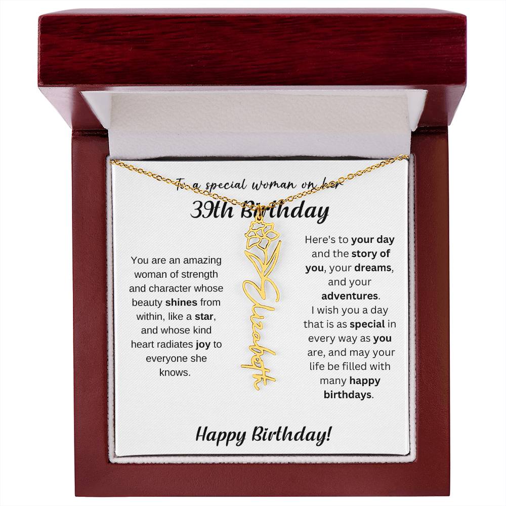 39th Birthday Gift Birthflower Necklace