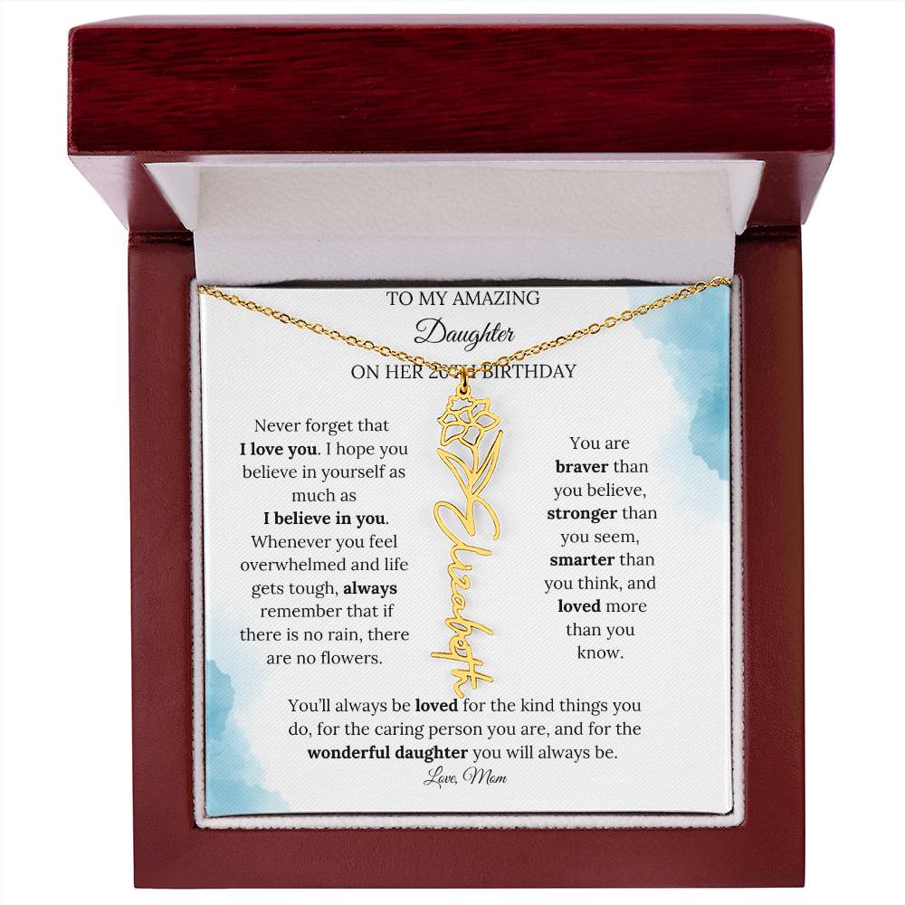 Birth Month Flower Name Necklace for My Daughter's 20th Birthday