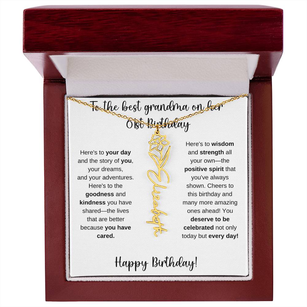 To The Best Grandma - Happy 61st Birthday | Flower Name Necklace