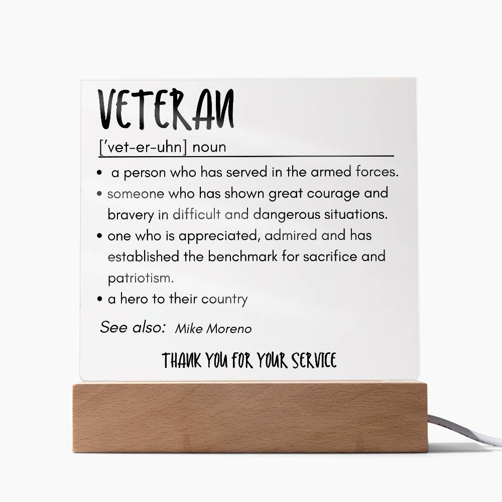 Personalized Veteran Definition 3 - Acrylic Square Plaque