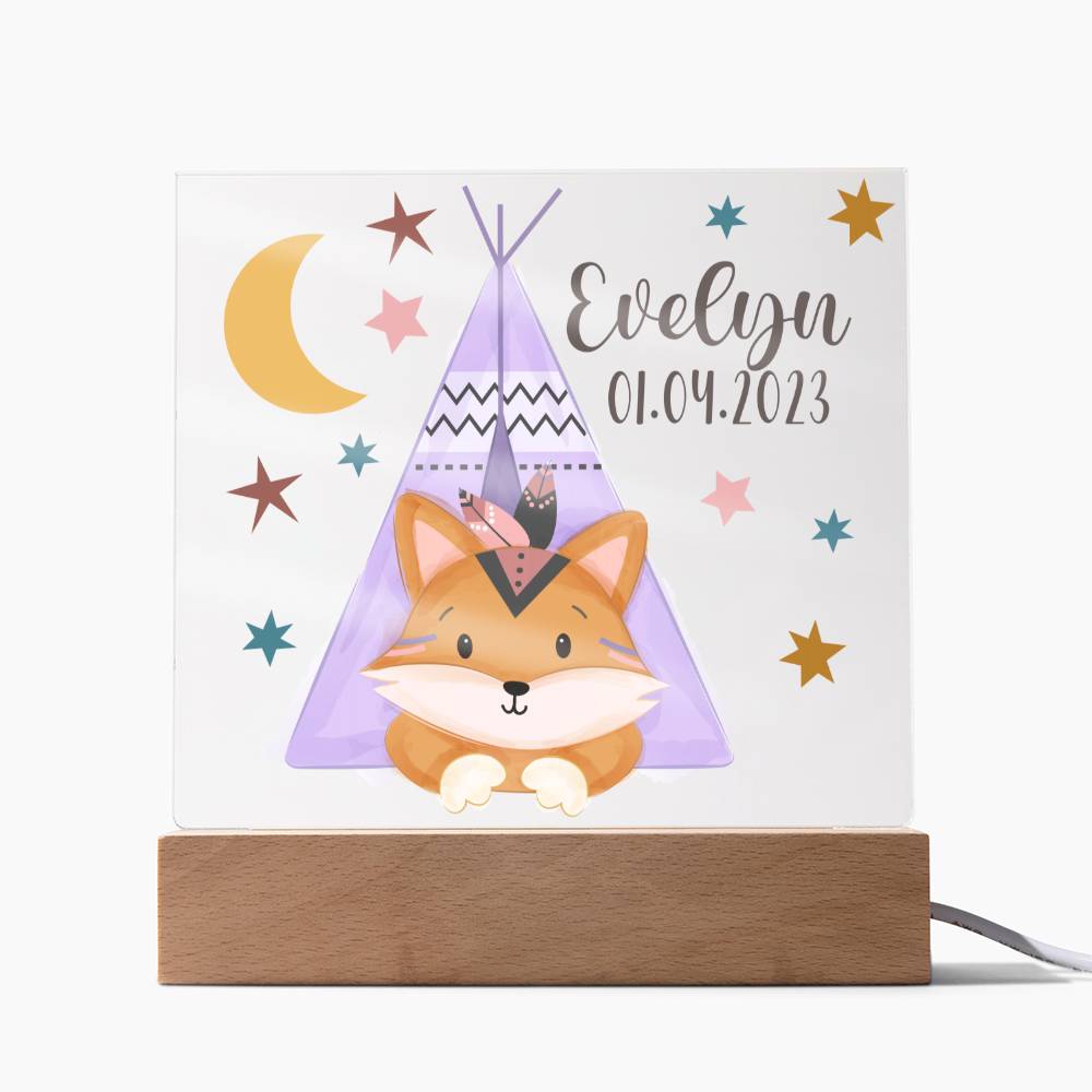 Nachtlicht Personalisiert Mit Namen und Datum - Acrylic Square Plaque