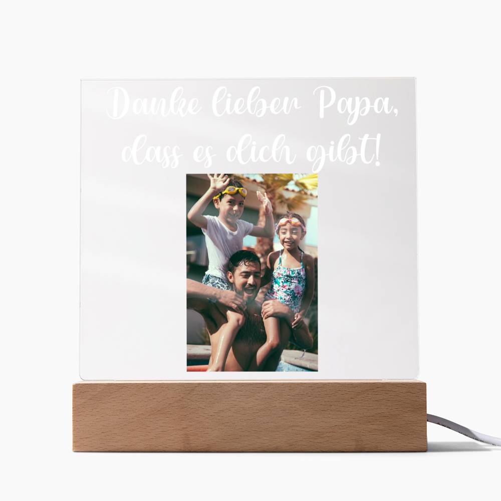 Personalisiertes Foto Bild LED Holz Stand Licht Lampe - Acrylic Square Plaque