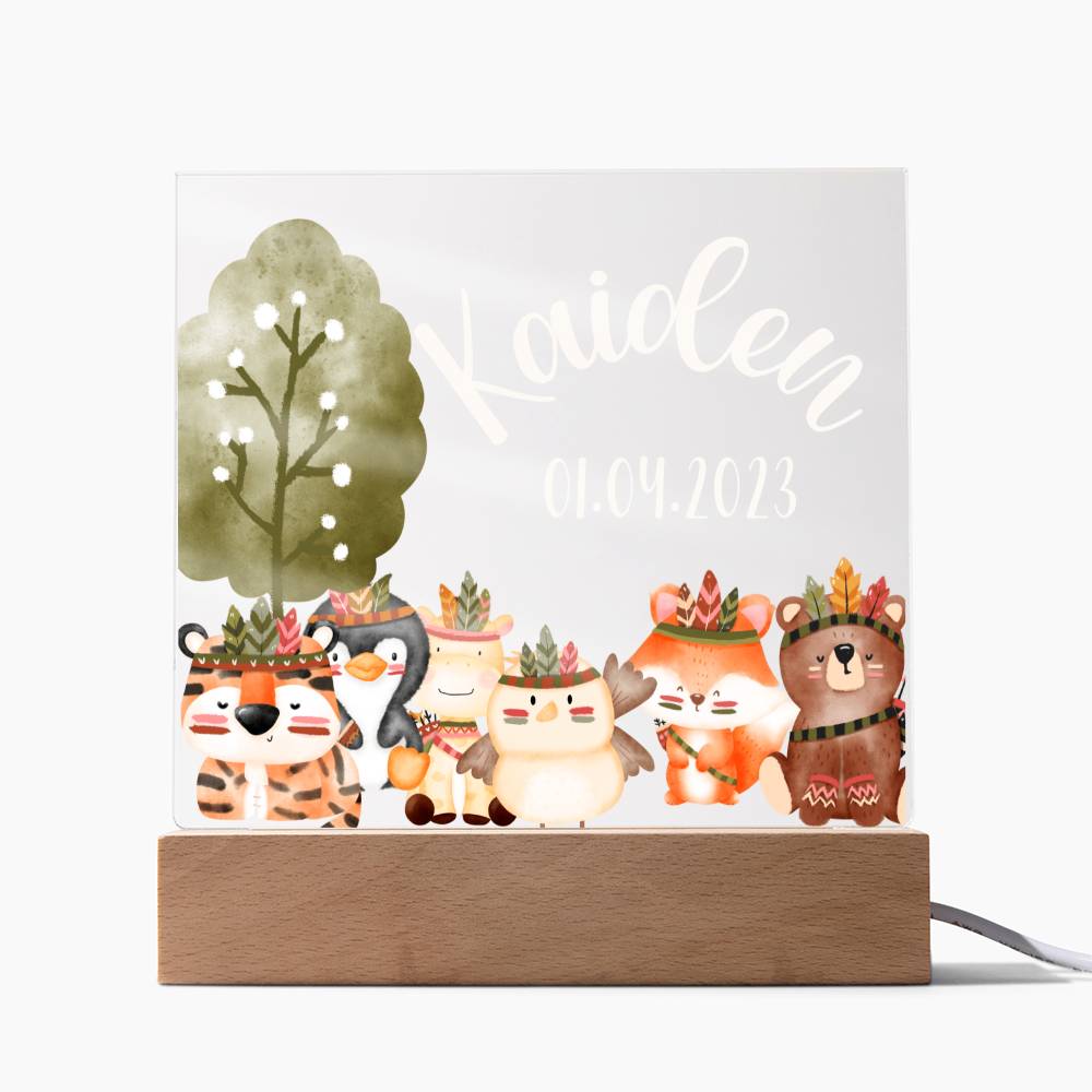 Night Light Personalized With Name And Date - Acrylic Square Plaque