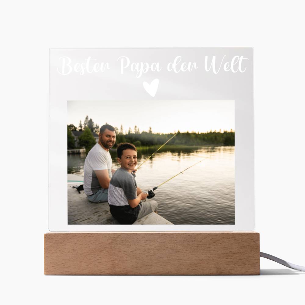 Personalisiertes Foto Bild LED Holz Stand Licht Lampe - Acrylic Square Plaque