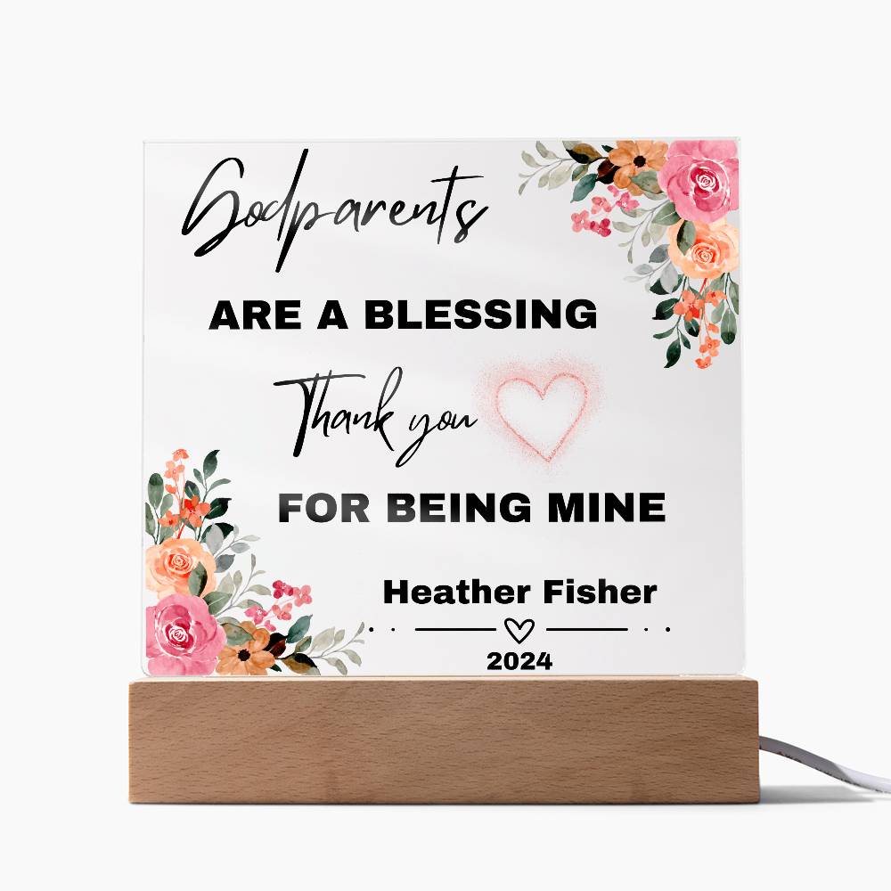 Personalized Godparents Gift 3 - Acrylic Square Plaque