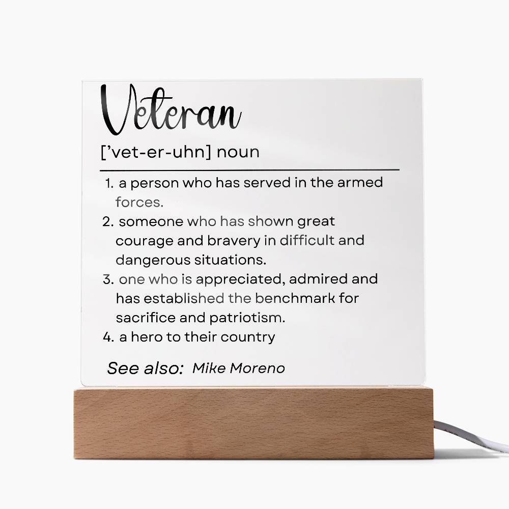 Personalized Veteran Definition 6 - Acrylic Square Plaque